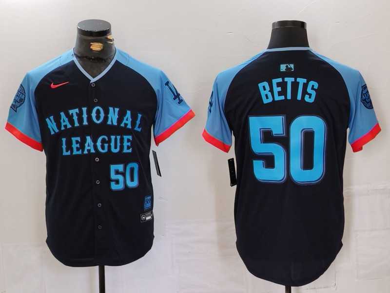 Mens Los Angeles Dodgers #50 Mookie Betts Number Navy 2024 All Star Limited Stitched Jersey->2024 mlb all-star->MLB Jersey